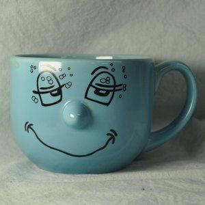 12 oz mug blue livingware collection goofy face (w1428)